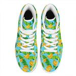 Banana Leaf Pattern Print High Top Leather Sneakers