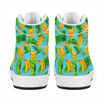 Banana Leaf Pattern Print High Top Leather Sneakers