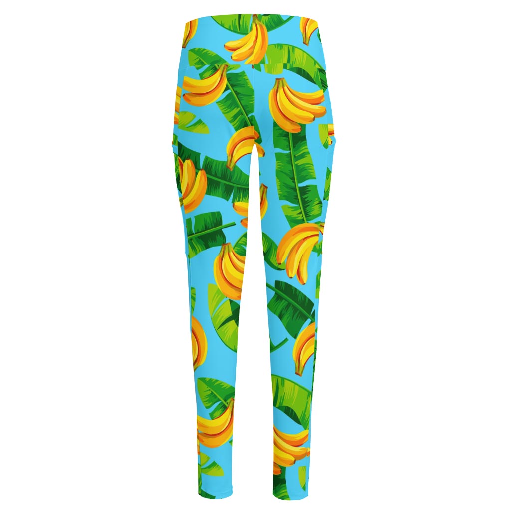 Banana Leaf Pattern Print High-Waisted Pocket Leggings