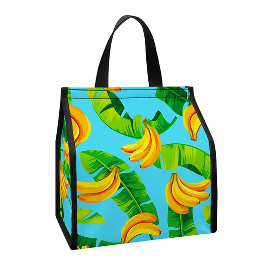 Banana Leaf Pattern Print Insulated Lunch Tote