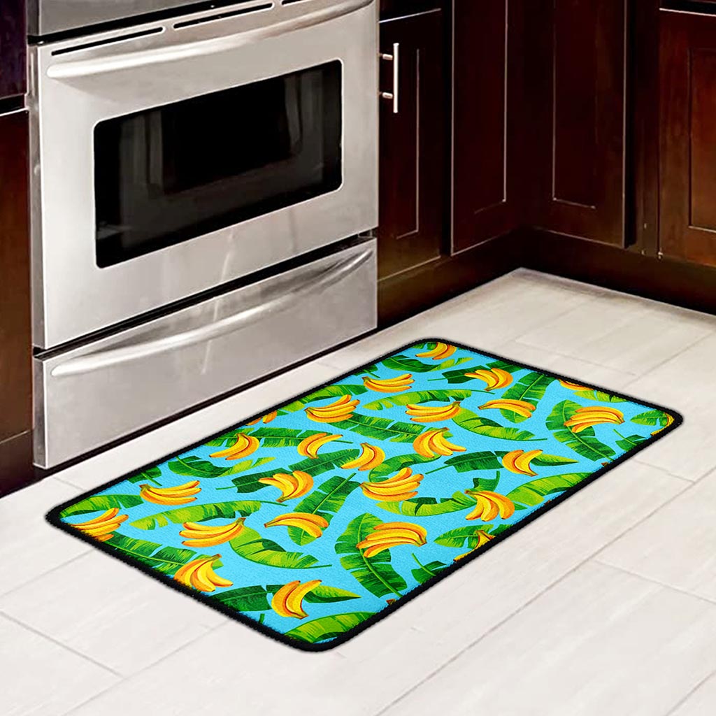 Banana Leaf Pattern Print Kitchen Mat