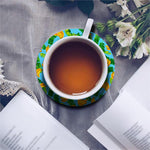 Banana Leaf Pattern Print Leather Coaster Set