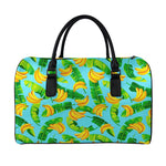 Banana Leaf Pattern Print Leather Duffle Bag