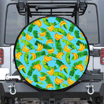 Banana Leaf Pattern Print Leather Spare Tire Cover