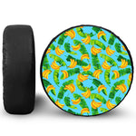 Banana Leaf Pattern Print Leather Spare Tire Cover