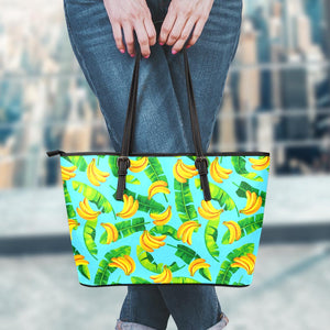 Banana Leaf Pattern Print Leather Tote Bag