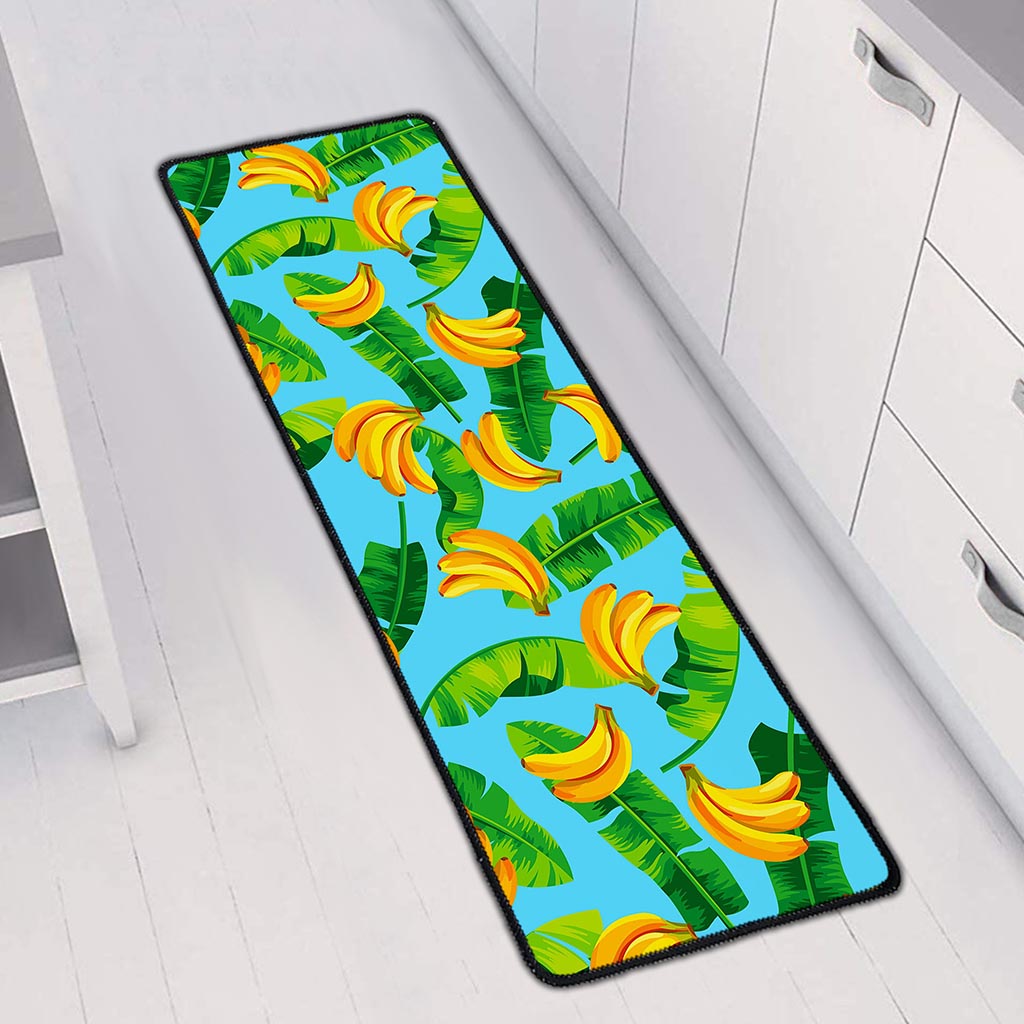Banana Leaf Pattern Print Long Kitchen Mat