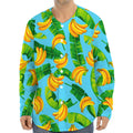 Banana Leaf Pattern Print Long Sleeve Baseball Jersey