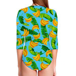 Banana Leaf Pattern Print Long Sleeve Swimsuit