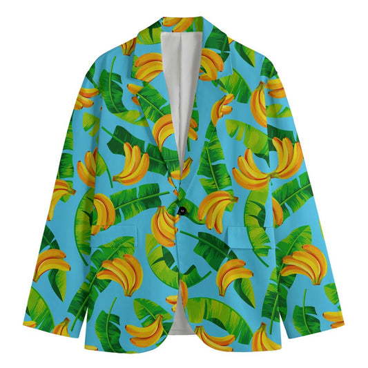 Banana Leaf Pattern Print Men's Blazer