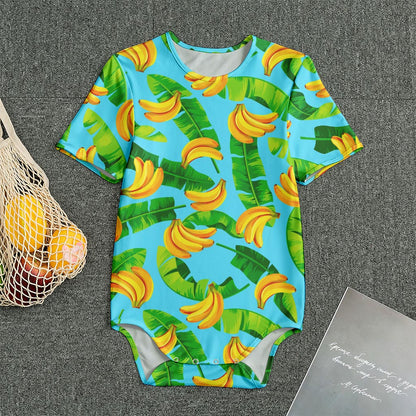Banana Leaf Pattern Print Men's Bodysuit