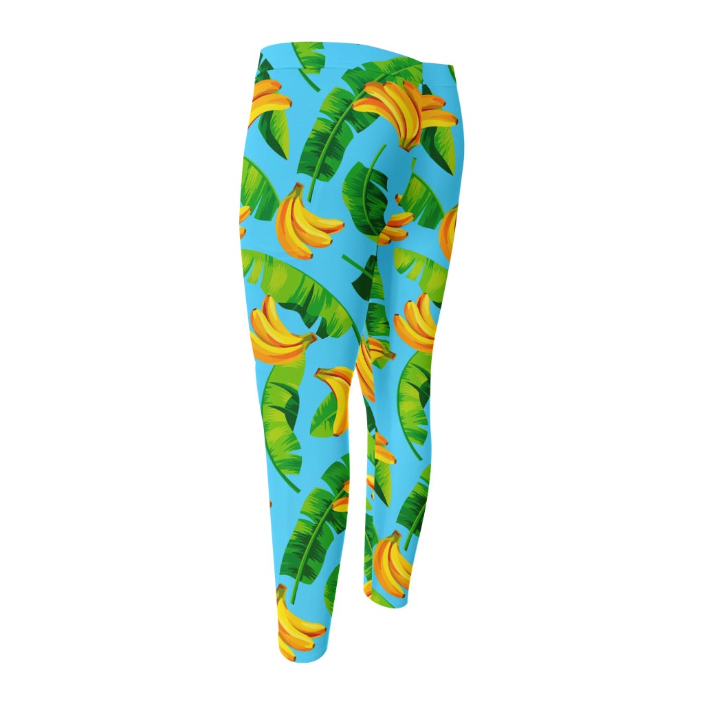 Banana Leaf Pattern Print Men's Compression Pants