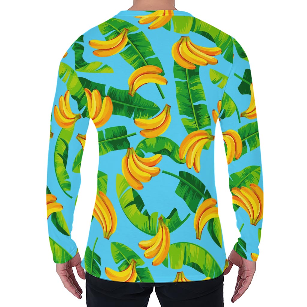 Banana Leaf Pattern Print Men's Long Sleeve T-Shirt