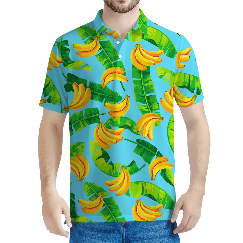 Banana Leaf Pattern Print Men's Polo Shirt