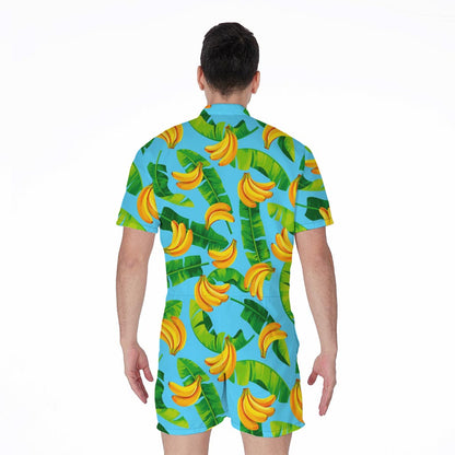 Banana Leaf Pattern Print Men's Rompers