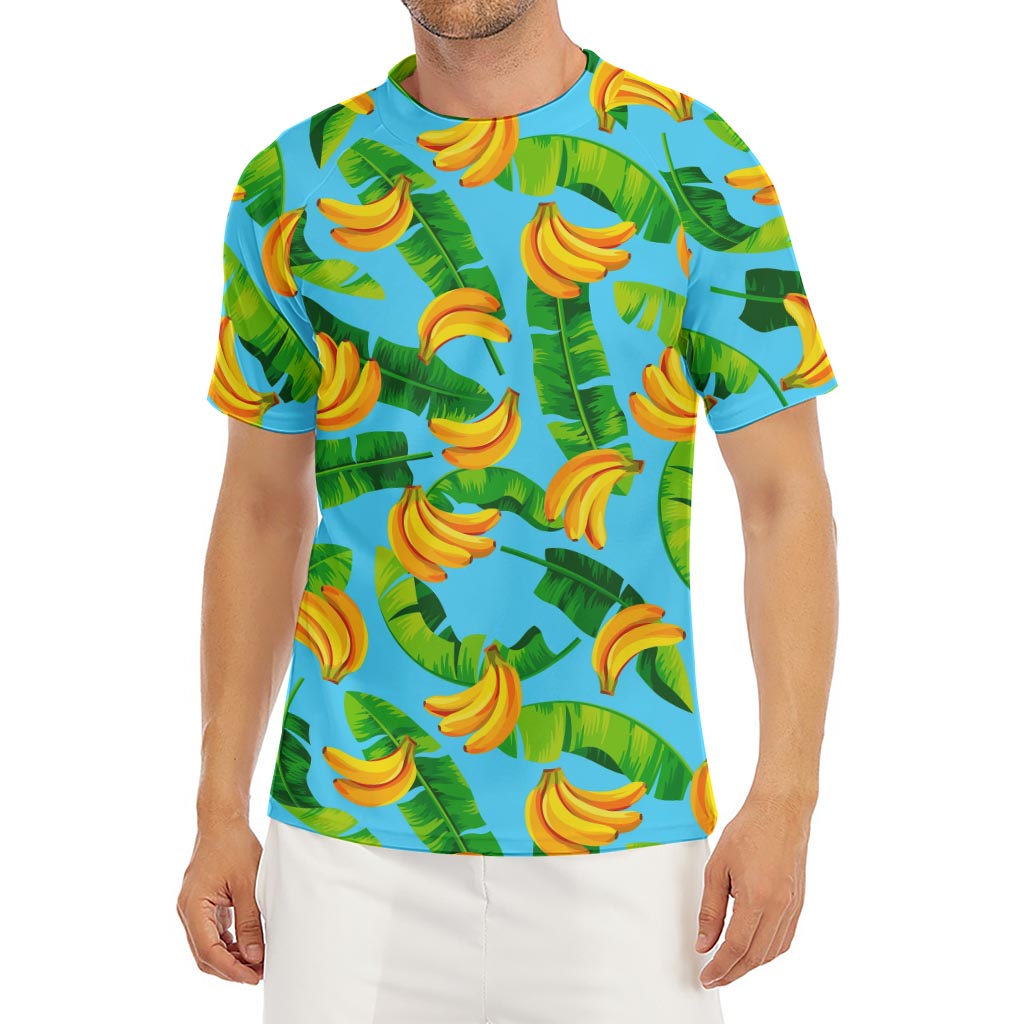 Banana Leaf Pattern Print Men's Short Sleeve Rash Guard