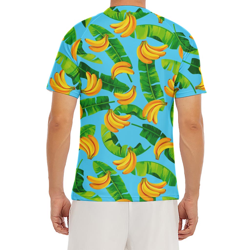 Banana Leaf Pattern Print Men's Short Sleeve Rash Guard