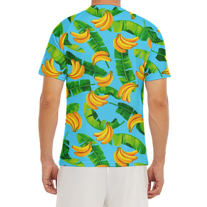 Banana Leaf Pattern Print Men's Short Sleeve Rash Guard