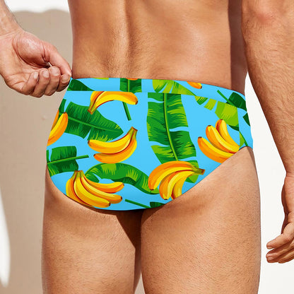 Banana Leaf Pattern Print Men's Swim Briefs