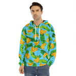 Banana Leaf Pattern Print Men's Velvet Pullover Hoodie