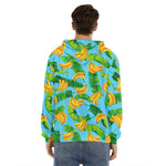 Banana Leaf Pattern Print Men's Velvet Pullover Hoodie