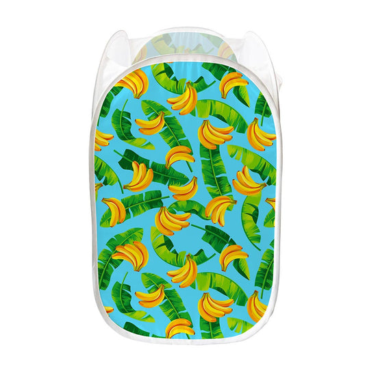 Banana Leaf Pattern Print Mesh Laundry Hamper