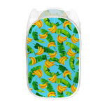 Banana Leaf Pattern Print Mesh Laundry Hamper
