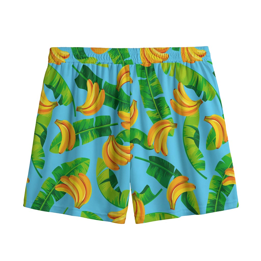 Banana Leaf Pattern Print Mesh Shorts