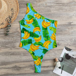 Banana Leaf Pattern Print One Shoulder Bodysuit
