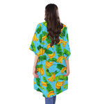 Banana Leaf Pattern Print Open Front Beach Cover Up