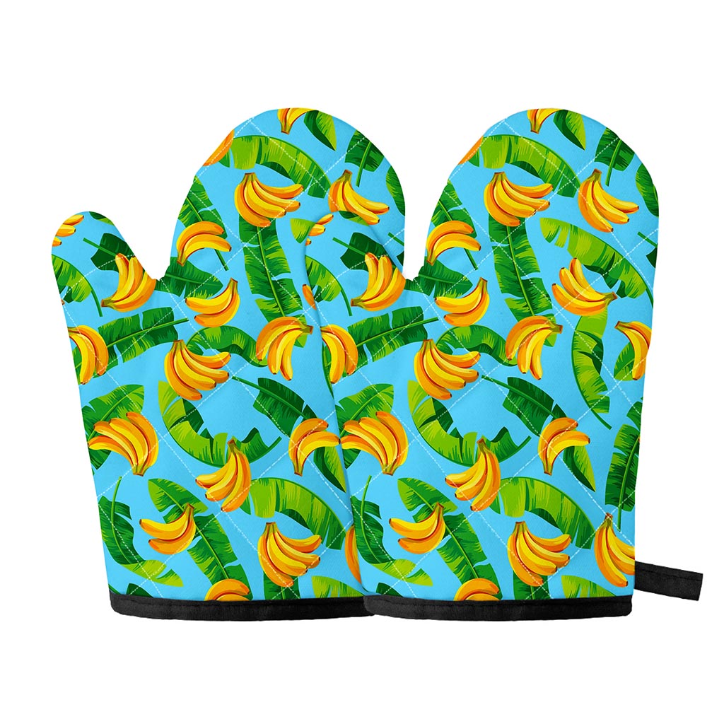 Banana Leaf Pattern Print Oven Mitts