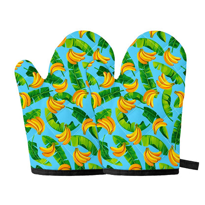 Banana Leaf Pattern Print Oven Mitts