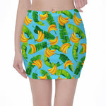 Banana Leaf Pattern Print Pencil Mini Skirt
