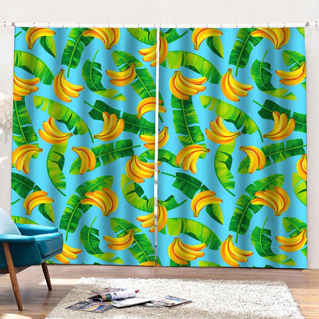 Banana Leaf Pattern Print Pencil Pleat Curtains