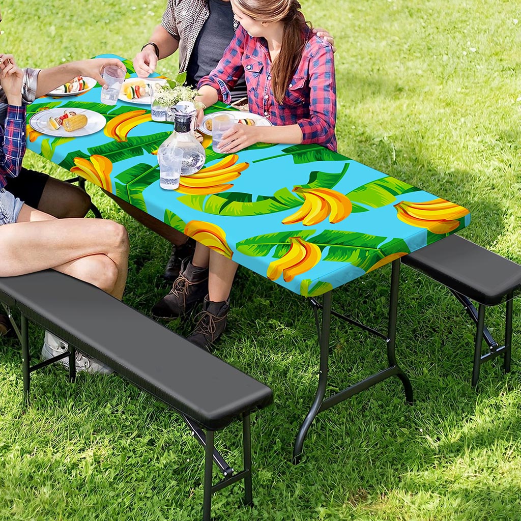 Banana Leaf Pattern Print Picnic Table Cover