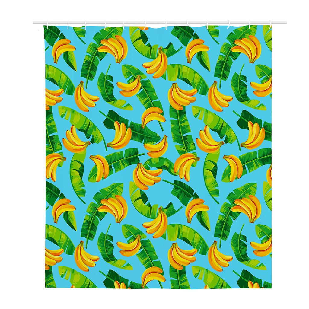 Banana Leaf Pattern Print Polyester Shower Curtain