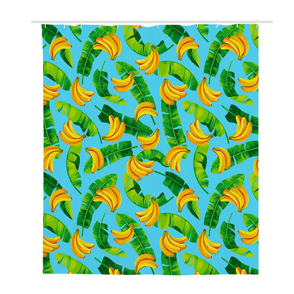 Banana Leaf Pattern Print Polyester Shower Curtain