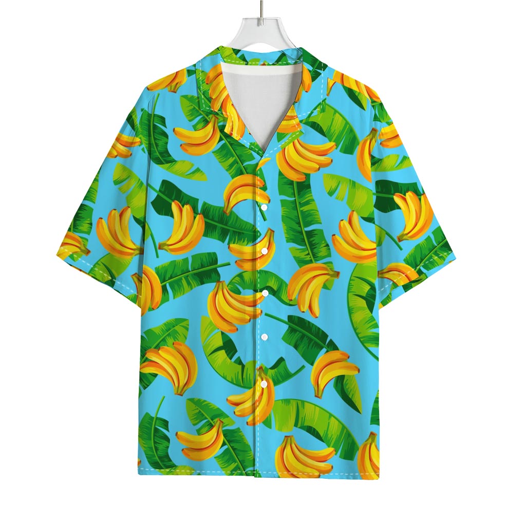 Banana Leaf Pattern Print Rayon Hawaiian Shirt