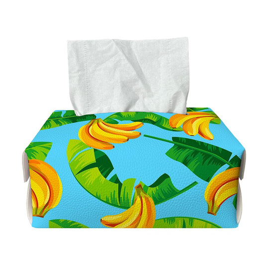 Banana Leaf Pattern Print Rectangle Tissue Box Cover