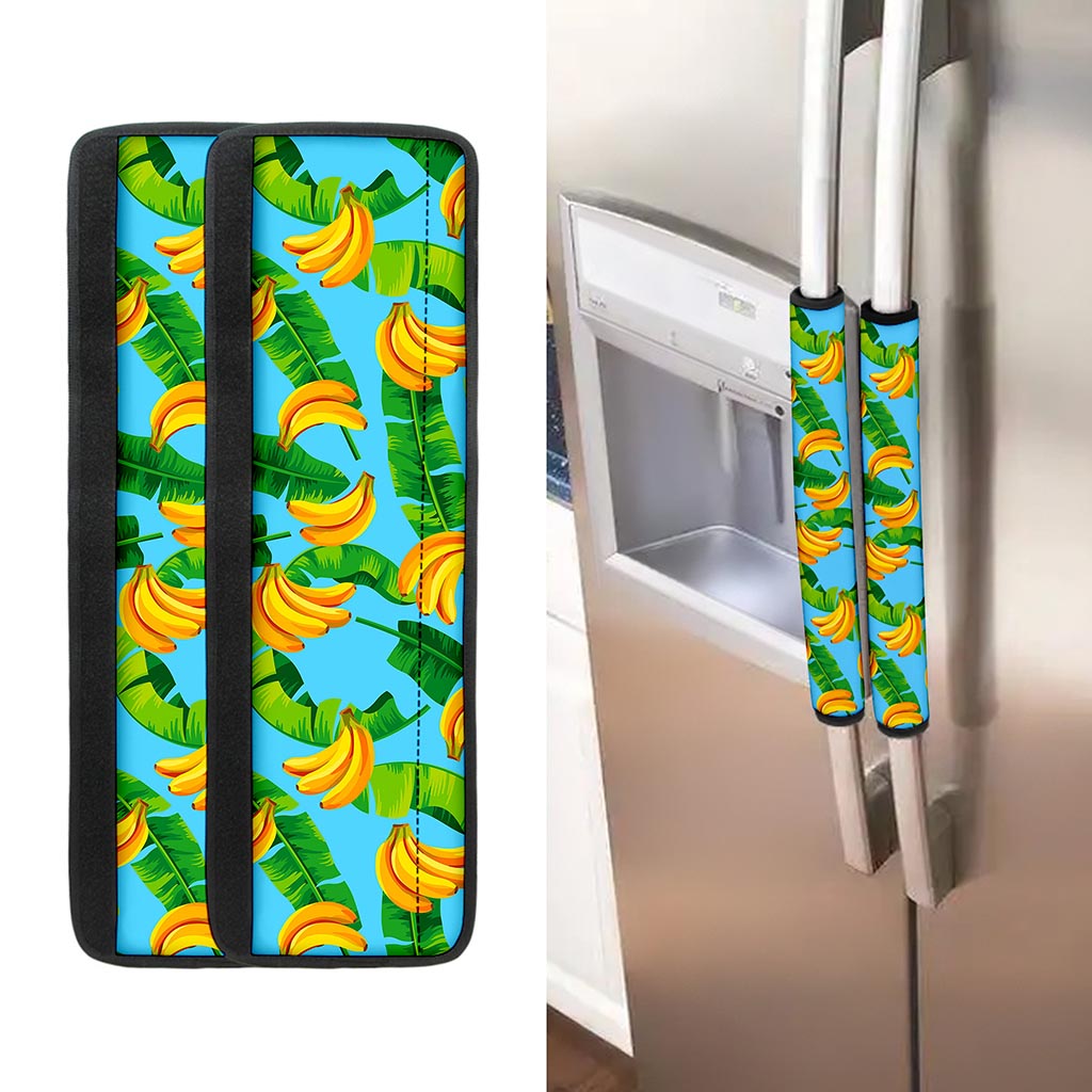 Banana Leaf Pattern Print Refrigerator Handle Covers