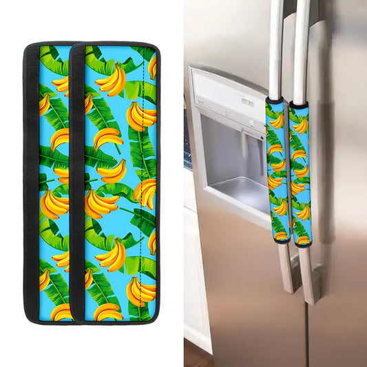 Banana Leaf Pattern Print Refrigerator Handle Covers