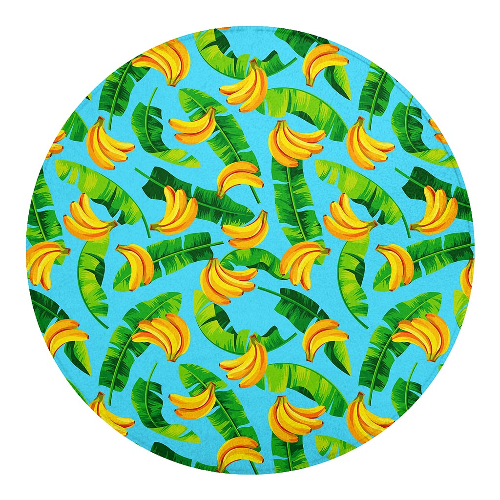 Banana Leaf Pattern Print Round Blanket