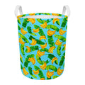 Banana Leaf Pattern Print Round Laundry Basket