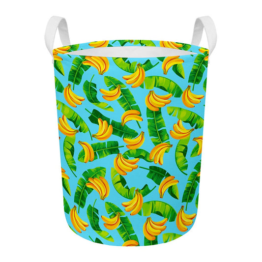 Banana Leaf Pattern Print Round Laundry Basket