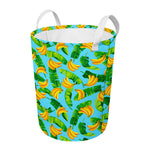 Banana Leaf Pattern Print Round Laundry Basket