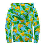 Banana Leaf Pattern Print Sherpa Lined Zip Up Hoodie