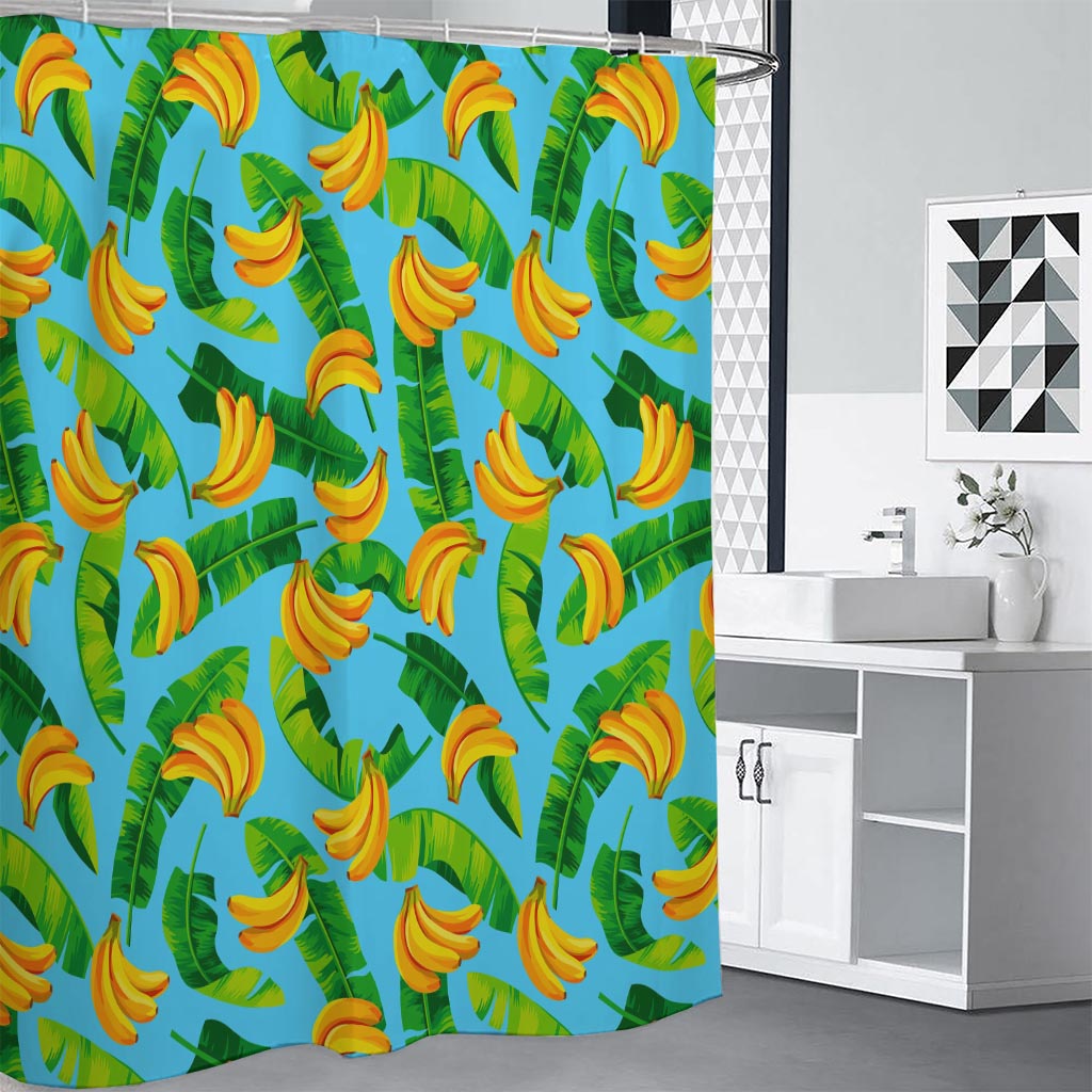 Banana Leaf Pattern Print Shower Curtain