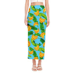 Banana Leaf Pattern Print Side Slit Maxi Skirt