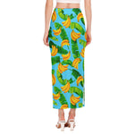 Banana Leaf Pattern Print Side Slit Maxi Skirt