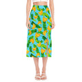 Banana Leaf Pattern Print Side Slit Midi Skirt